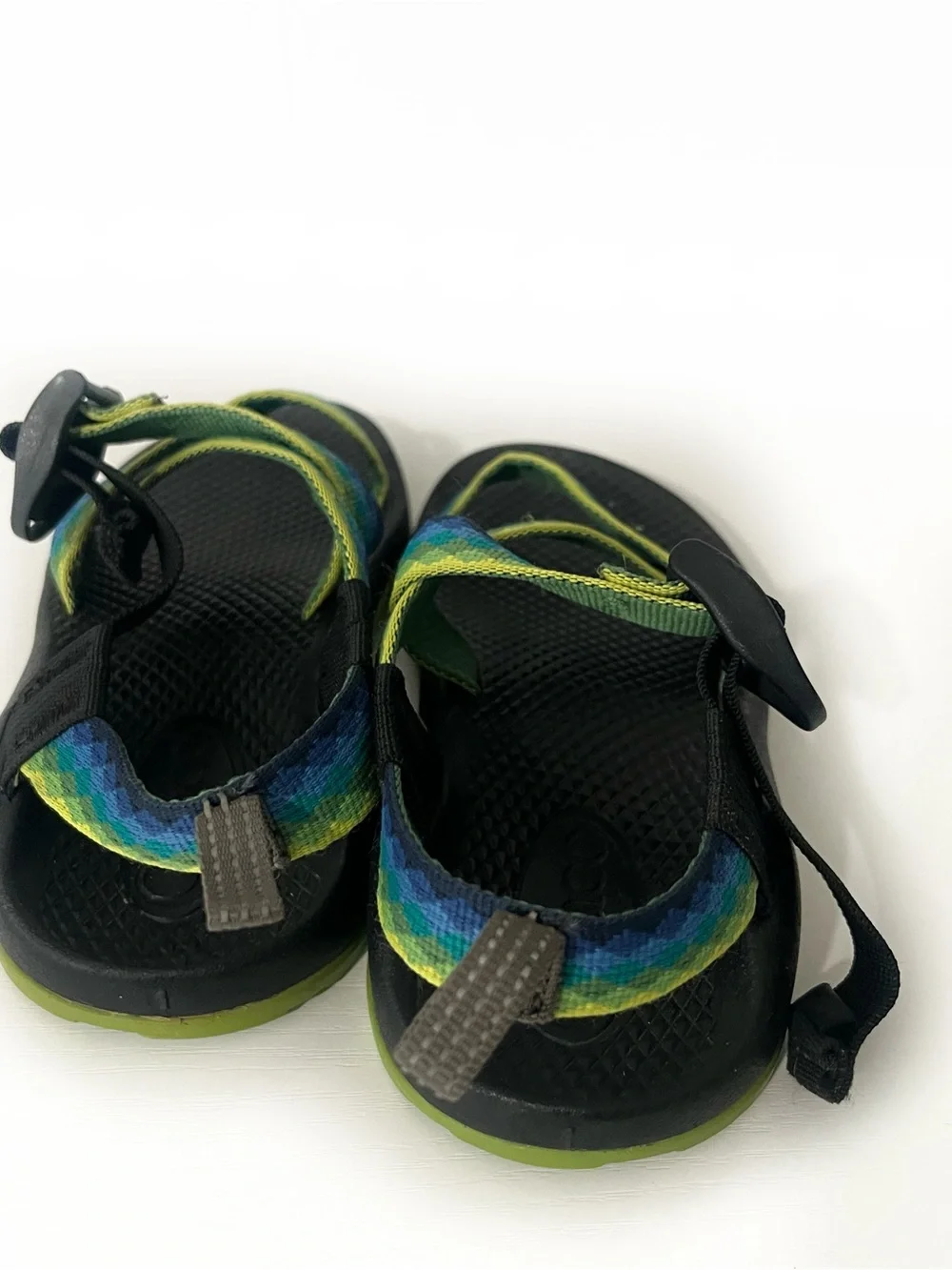 Chaco Kids Z/1 Eco Tread Blue/Green/Yellow Sandals Sz 1